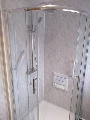 Walk in corner shower
